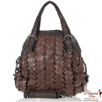 Eithan K Genuine Leather Handbag w/ Patch Accent