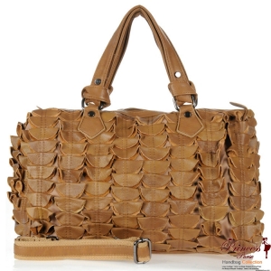 Eithan K Genuine Leather Handbag w/ Patch Accent
