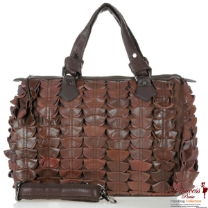 Eithan K Genuine Leather Handbag w/ Patch Accent