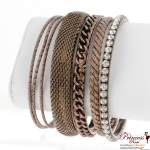 7 Stylish Fashionable Bangles w/ Rhinestone And texture Stoned Accent (RLB4254)