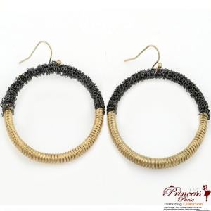 Edgy Round Earrings w/ Chain Top Accent