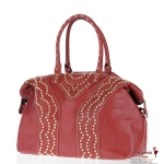Designer Inspired Leatherette Handbag w/ Studded Accent
