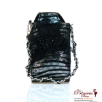 Fashionable Zebra Print Cellphone Holder w/ Feather Flower Emblem
