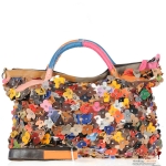 Designer Inspired Genuine Leather Handbag w/ Chic Flowers And Studs
