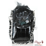 Fashionable Crocodile Skin Cellphone Holder w/ Feather Flower Emblem