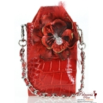 Fashionable Crocodile Skin Cellphone Holder w/ Feather Flower Emblem