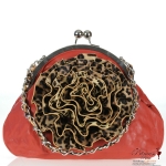 Designer Inspired Leatherette Handbag w/ Leopard Print Flower Accent