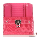 Designer Inspired Snake Skin Wallet w/ Lock Accent