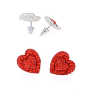 Fashion Heart Pendant Earring w/ Crystal Accent