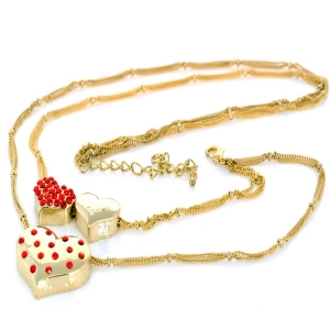 Fashion Heart Shape Necklace w/ Crystal Accent
