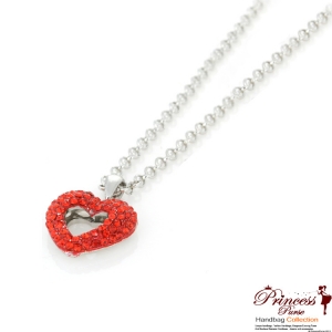 Fashion Heart Shape Necklace w/ Crystal Accent