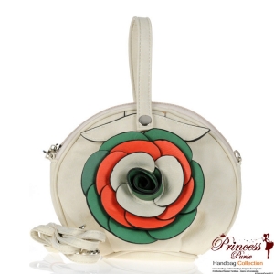 Designer Inspired Clutch/Messenger Bag w/ Flower Emblem