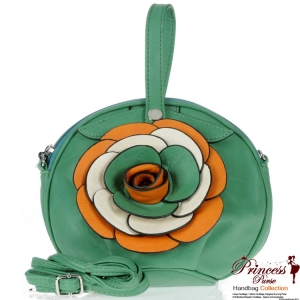 Designer Inspired Clutch/Messenger Bag w/ Flower Emblem
