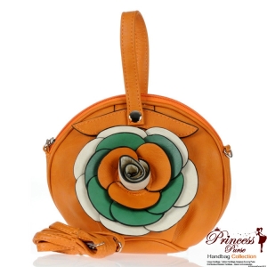 Designer Inspired Clutch/Messenger Bag w/ Flower Emblem