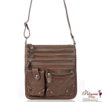 Designer Inspired Washed Messenger Bag w/ Front Pockets