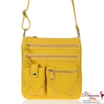Designer Inspired Washed Messenger Bag w/ Front Pockets