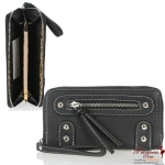 Designer Inspired Washed Wallet w/ Silver Tone Studs Accen