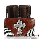 Designer Inspired Zebra Print Wallet w/ Rhinestone Cross Accent(f2812R)