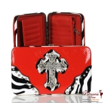 Designer Inspired Zebra Print Wallet w/ Rhinestone Cross Accent(f2812R)