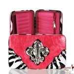 Designer Inspired Zebra Print Wallet w/ Rhinestone Fleur De Ly's Accent (F2812F)