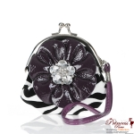 Designer Inspired Zebra Print Flower Coin Bag w/ Rhinestone Accent