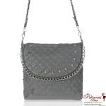 Designer Inspired Messenger Bag w/ Studs And Chain Accent
