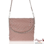Designer Inspired Messenger Bag w/ Studs And Chain Accent