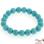 Fashionable Stretchable Bracelet w/ Turquoise Textured Stone (BRS77-0070)