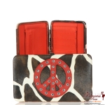 Designer Inspired Giraffe Print Wallet w/ Peace Sign Emblem (w003GFP)
