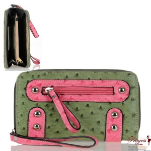 Ostrich Wallet w/ Front Zipper Pocket (OS2129)