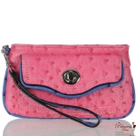 Ostrich Mini Clutch w/ Front Twist Lock Pocke (OS5083)