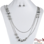 Fashion Necklace & Earring Combos w/ Pearls And Chain Accent (ROS9160)