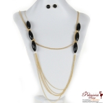 Fashion Necklace And Earring Combo w/ Chaine And Stoned Accent