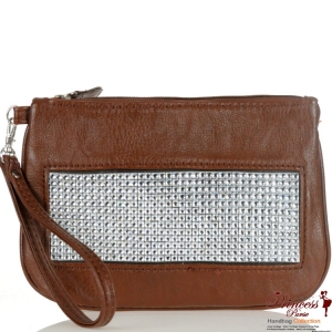 Designer Inspired Clutch Bag w/ Rhinestone Accent