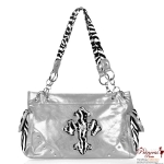 Designer Inspired Handbag w/ Zebra print Cross Emblem (CH712)