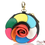 Designer Inspired Coin Bag w/ Multi Flower Accent