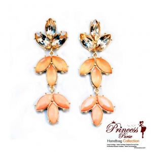 Beautiful Leaf Shape Rhinestone and Stone Dangling Earring