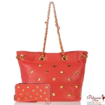 Purse And Wallet Combo. Designer Inspired Handbag w/ Gold Tone Studs
