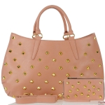 Purse And Wallet Combo. Designer Inspired Handbag w/ Gold Tone Studs Accent