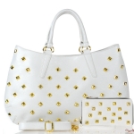 Purse And Wallet Combo. Designer Inspired Handbag w/ Gold Tone Studs Accent