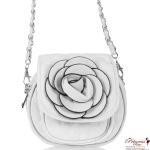 Designer Inspired Messenger Bag w/ Flower Accent