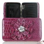 Designer Inspired Flower Wallet w/ Crystal Rhinestone Accent