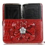 Designer Inspired Flower Wallet w/ Crystal Rhinestone Accent