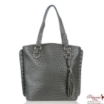 Designer Inspired Ostrich Handbag w/ Rhinestone And Tassel