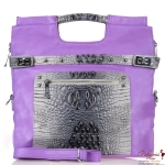 Designer Inspired Crocodile Skin Handbag w/ Studs Accent