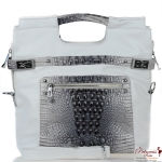 Designer Inspired Crocodile Skin Handbag w/ Studs Accent