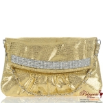 Designer Inspired Snake Skin Evening Bag w/ Rhinestone Accent