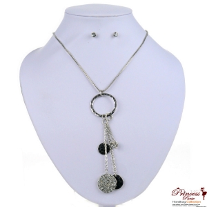 Fashion Necklace & Earring Combo w/ Rhinestone Accents