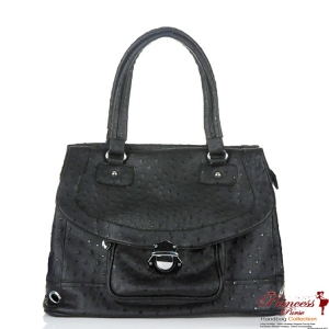 Designer Inspired Ostrich Handbag w/ Front Pocket