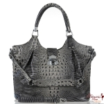 Designer Inspired Crocodile Skin Handbag w/ Fold Over Flop Push Closure
